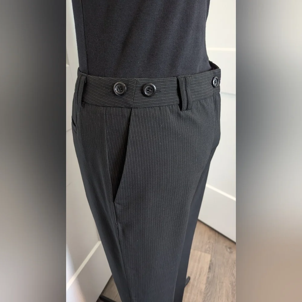 Willi Smith Womens Trousers Size 8 Kate Fit Black Pinstripe Pockets Career EUC - Picture 3 of 5
